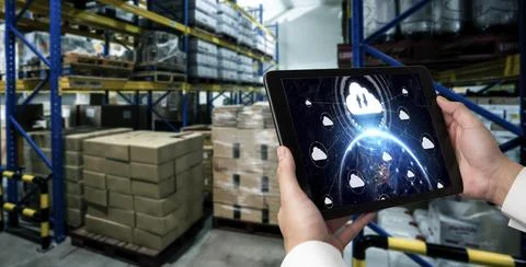 Cloud computing software for modish remote work Foto stock