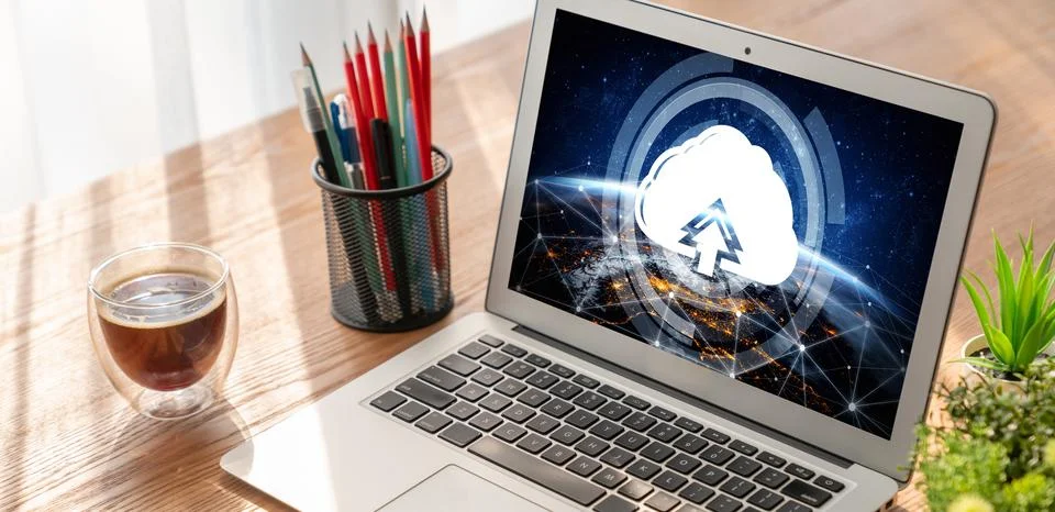 Cloud computing software for modish remote work 스톡 사진