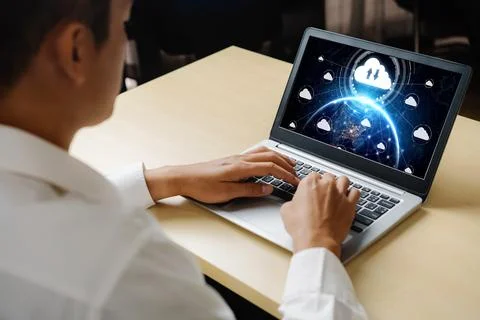 Cloud computing software for modish remote work 写真素材