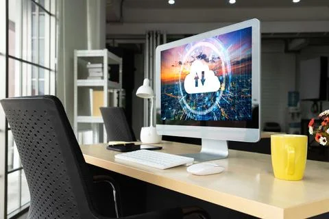 Cloud computing software for modish remote work Foto stock