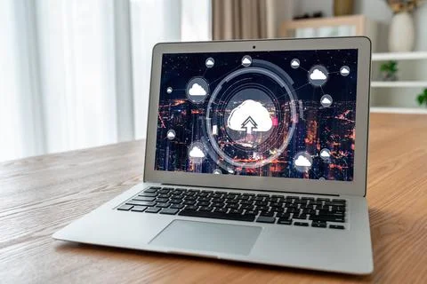 Cloud computing software for modish remote work Foto stock