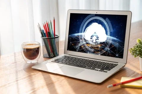 Cloud computing software for modish remote work 스톡 사진