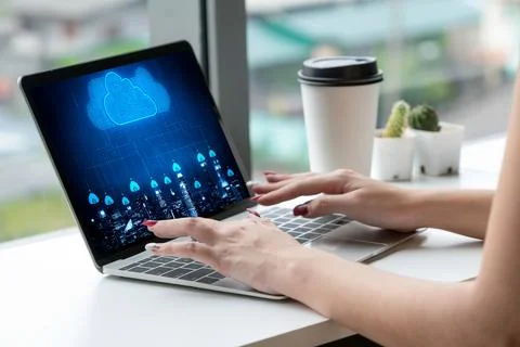 Cloud computing software for modish remote work 写真素材