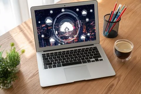 Cloud computing software for modish remote work 写真素材