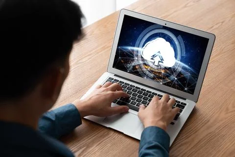 Cloud computing software for modish remote work 스톡 사진