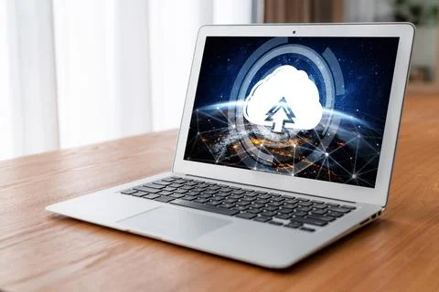Cloud computing software for modish remote work 库存照片