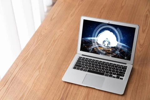 Cloud computing software for modish remote work Stock Photos