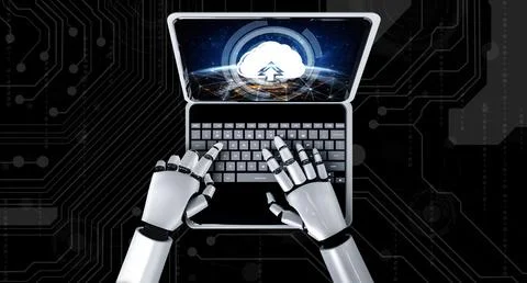 Cloud computing software for modish remote work Stock Photos