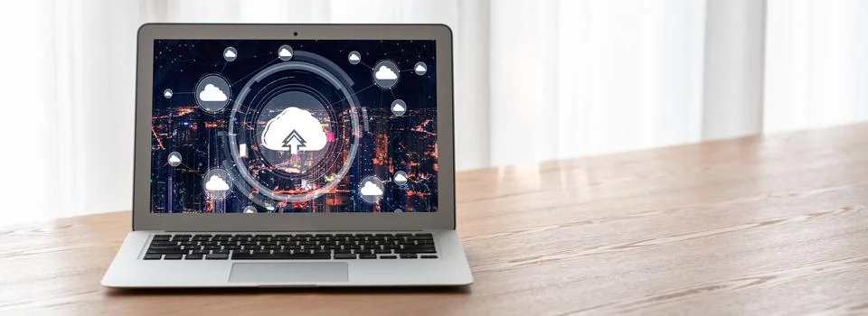 Cloud computing software for modish remote work Foto stock