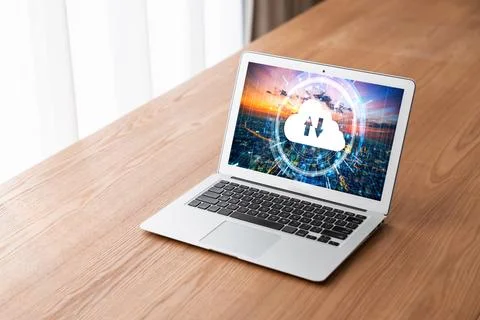 Cloud computing software for modish remote work Foto stock