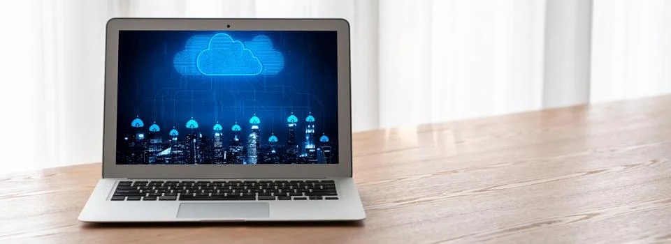 Cloud computing software for modish remote work Foto stock