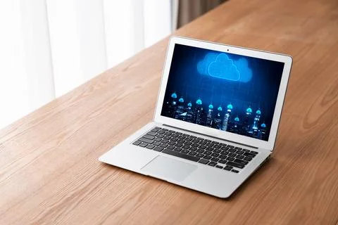 Cloud computing software for modish remote work 스톡 사진