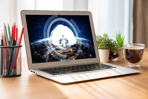 Cloud computing software for modish remote work Fotos Stock