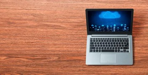 Cloud computing software for modish remote work Fotos Stock