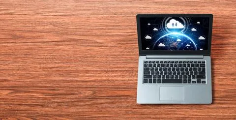 Cloud computing software for modish remote work Foto stock