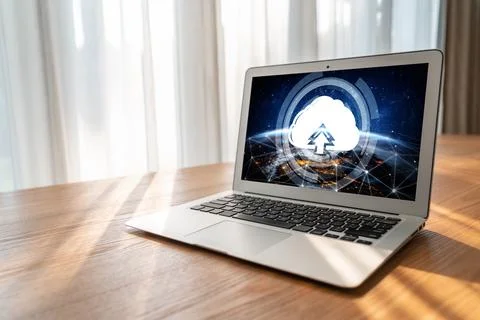 Cloud computing software for modish remote work 스톡 사진