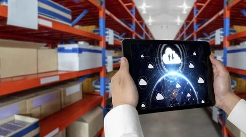 Cloud computing software for modish remote work Fotos Stock