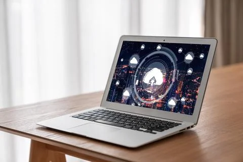 Cloud computing software for modish remote work Stock-Fotos