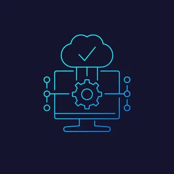 Cloud computing software vector icon, linear Stock Illustration