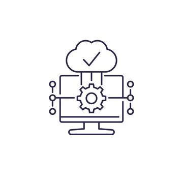 Cloud computing software vector line icon Stock Illustration