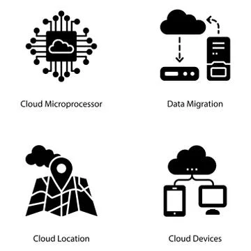 Cloud Computing Solid Design Illustrazione stock
