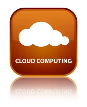 Cloud computing special brown square button Stock Illustration