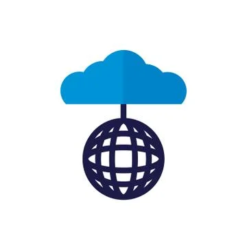 Cloud computing with sphere browser flat style 库存插图