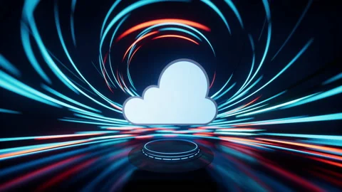 Cloud computing with spin lines effect background, 3d rendering. Stock Footage 192656460
