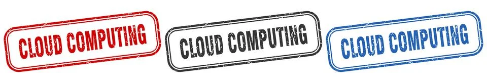 Cloud computing square isolated sign set. cloud computing stamp Illustrazione stock