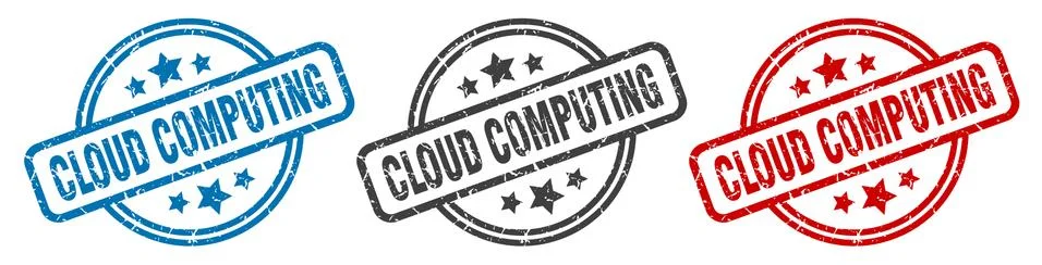 Cloud computing stamp. cloud computing round isolated sign. cloud computing l Stock Illustration
