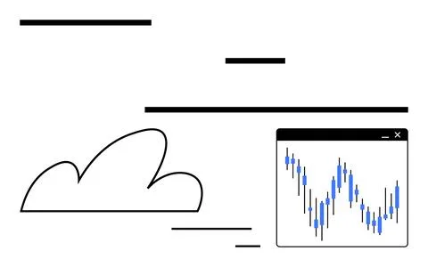 Cloud Computing with Stock Market Analytics Illustration Featuring Trend An.. Stockillustratie