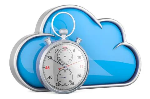 Cloud computing with stopwatch, 3D rendering Cloud computing with stopwatc... Stock Photos