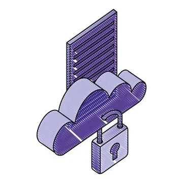 Cloud computing storage data network security 스톡 일러스트