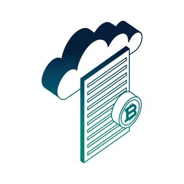 Cloud computing storage document bitcoin currency Illustrazione stock