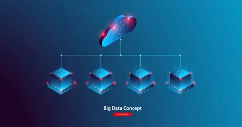 Cloud computing, storage, hosting, services. Vector concept. Computer technol Illustrazione stock