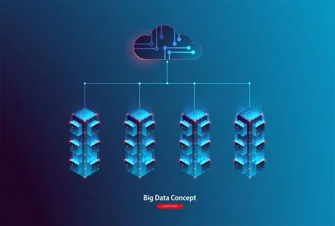 Cloud computing, storage, hosting, services. Vector concept. Computer technol Illustrazione stock