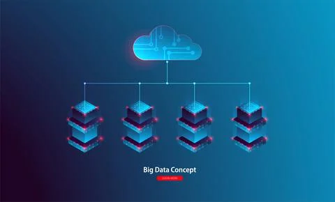 Cloud computing, storage, hosting, services. Vector concept. Computer technol Stock Illustration