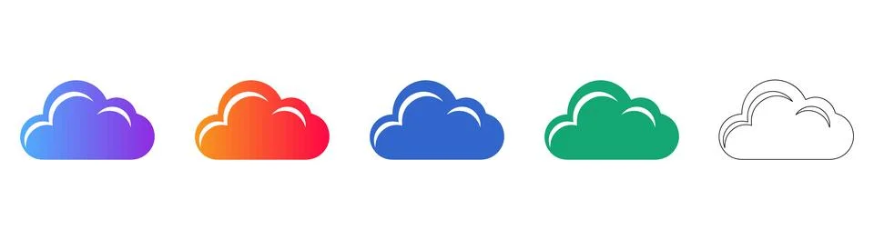 Cloud Computing Storage Icon Set Illustrazione stock