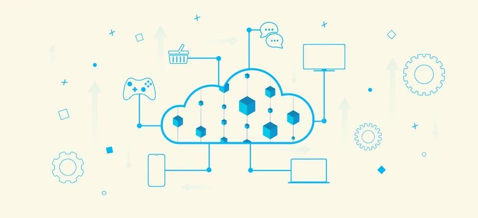 Cloud Computing storage technology concept. Internet network of cloud computing 스톡 일러스트