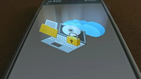 Cloud Computing Storage themed graphic presentation on smartphone Stock Footage 303426820