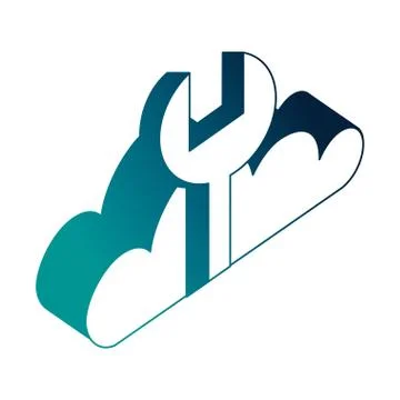 Cloud computing storage wrench support 库存插图