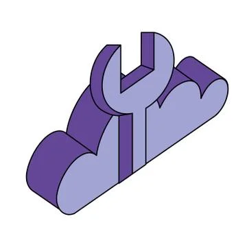 Cloud computing storage wrench support 库存插图