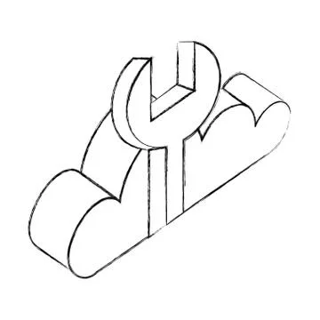 Cloud computing storage wrench support Illustrazione stock