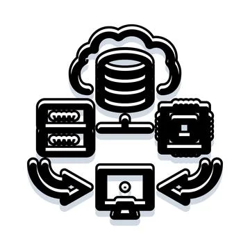 Cloud computing storing and processing shared data Illustrazione stock