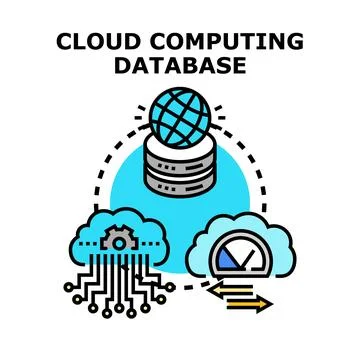 Cloud computing storing and processing global data Stock Illustration