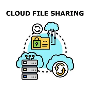 Cloud computing storing and sharing data securely Stock Illustration