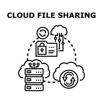 Cloud computing storing and sharing data securely Stock Illustration