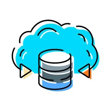Cloud computing storing and transferring database information icon Illustrazione stock
