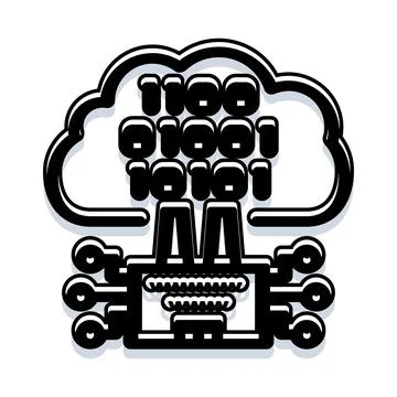 Cloud computing storing binary code on a circuit board 库存插图