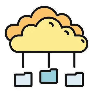 Cloud computing storing data folders online storage network 스톡 일러스트
